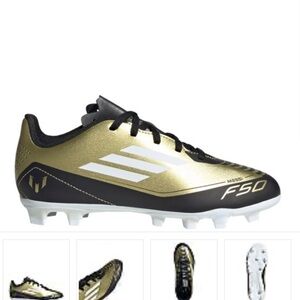 Adidas F50 Club FxG J Messi Gold/Black Youth Soccer Cleats